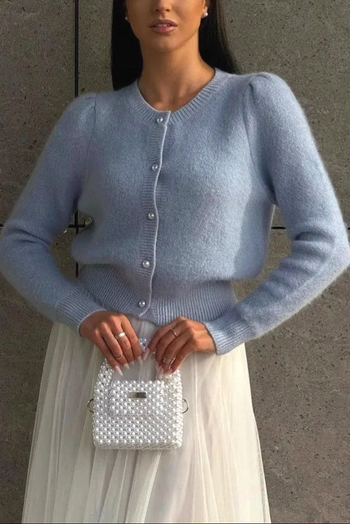 Solid Minimalist Relaxed Long Sleeve Knit Cardigan