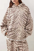 Zebra Print Oversized Street Hoodie