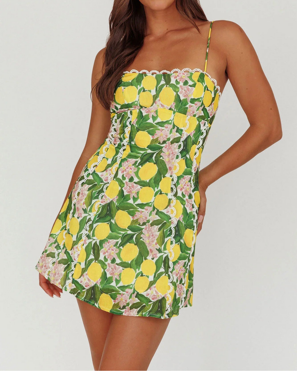 Chamberlain Scallop Trim Mini Dress Citrus Lemon