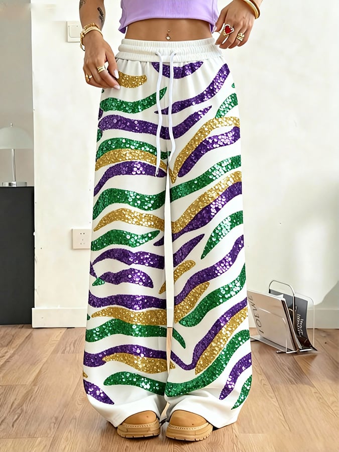 Women's casual fashion Mardi Gras tiger print sweatshirt