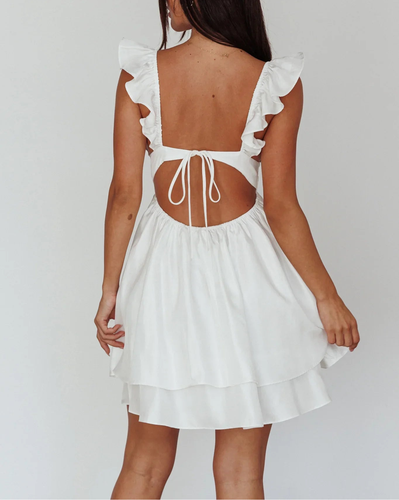 Siren Song Frill Strap Mini Dress White