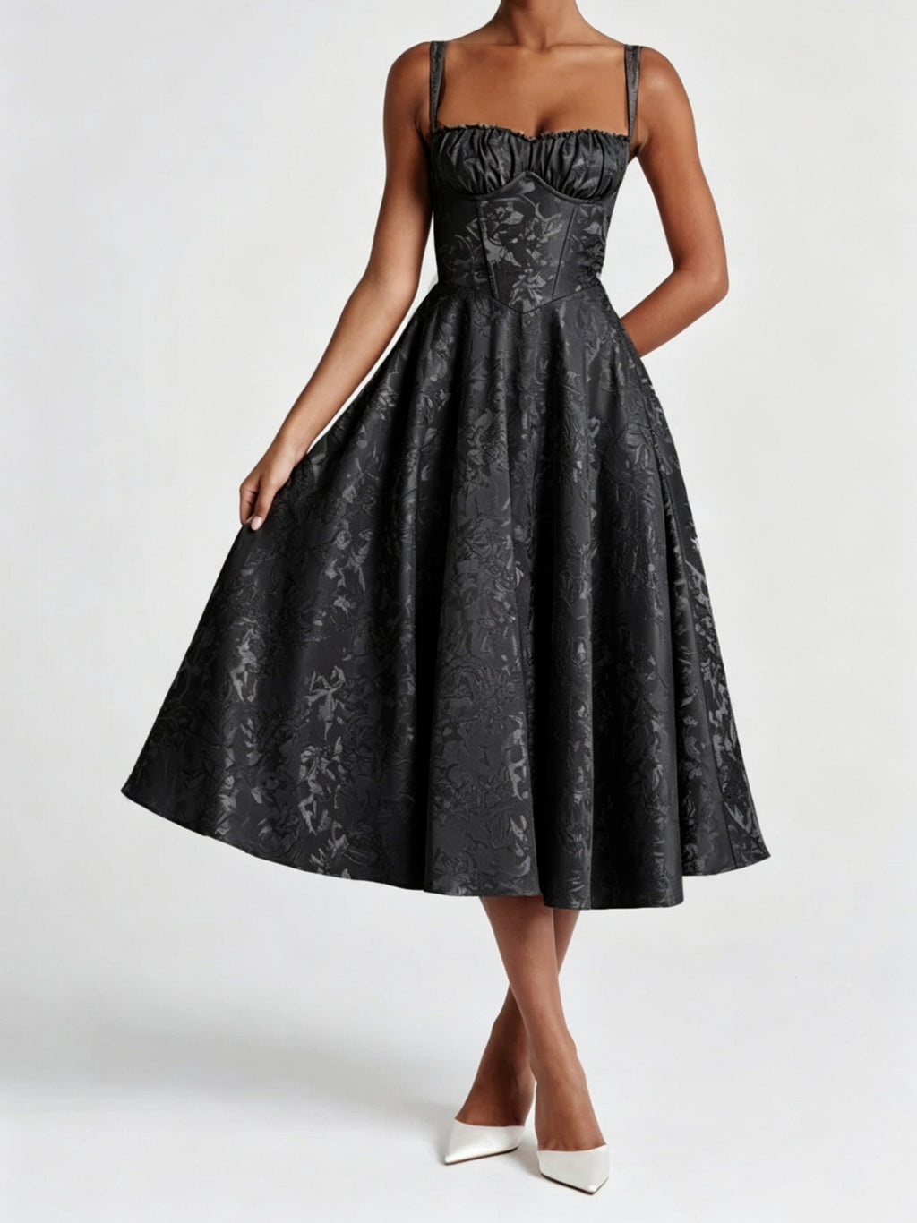 Strap Jacquard Dress High-End Evening Dress Spring/Summer Elegance Sleeveless Backless Waist Trimming Design Long Dress