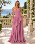 Pink Lace Corset High-Low Maxi Dress