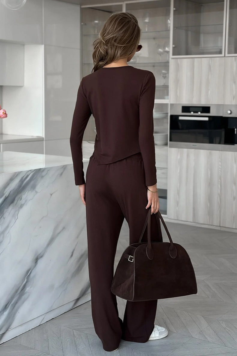 Layered Lounge Top Straight Pants Set