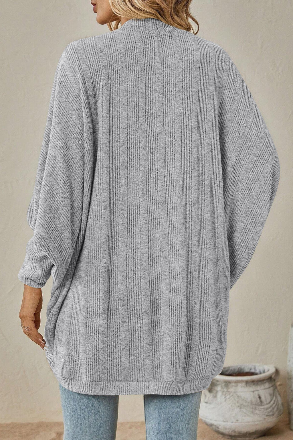 Longline Open Front Pocket Knit Cardigan