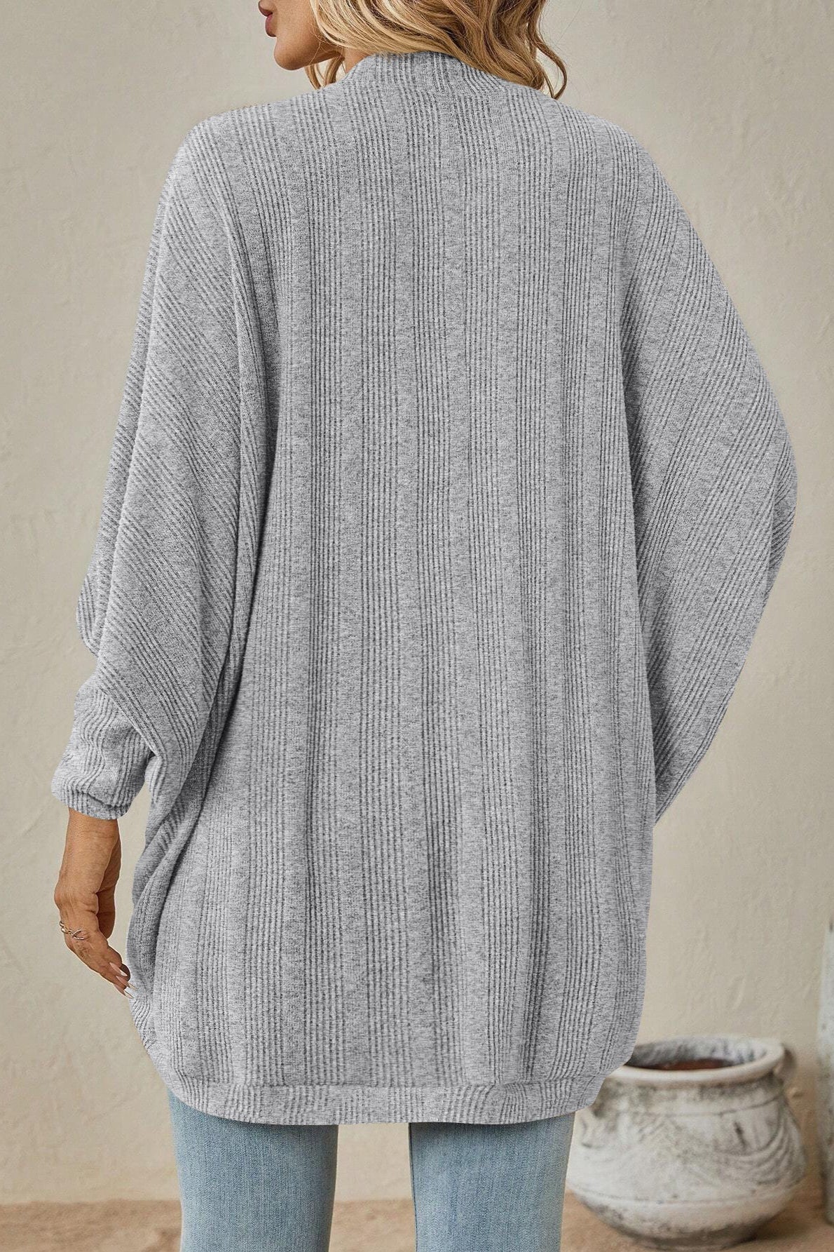 Longline Open Front Pocket Knit Cardigan