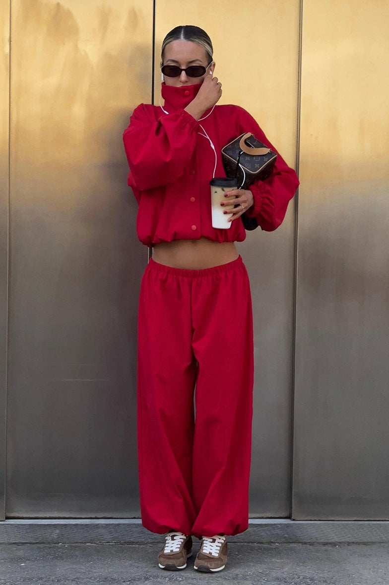 Stand Collar Jacket Jogger Pants Set