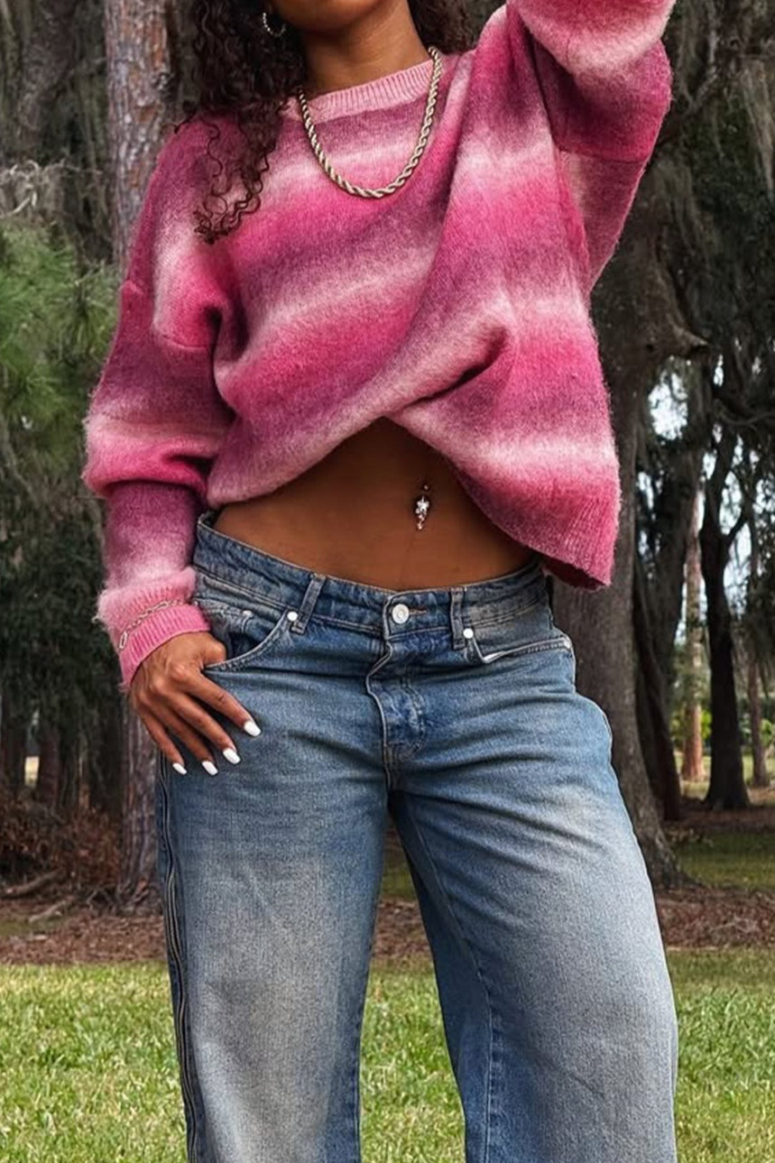 Ombre Crew Neck Relaxed Sweater
