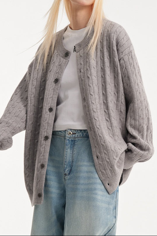 Relaxed Fit Cable Cardigan