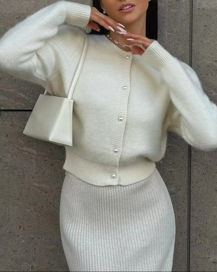 Solid Minimalist Relaxed Long Sleeve Knit Cardigan