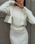 Solid Minimalist Relaxed Long Sleeve Knit Cardigan