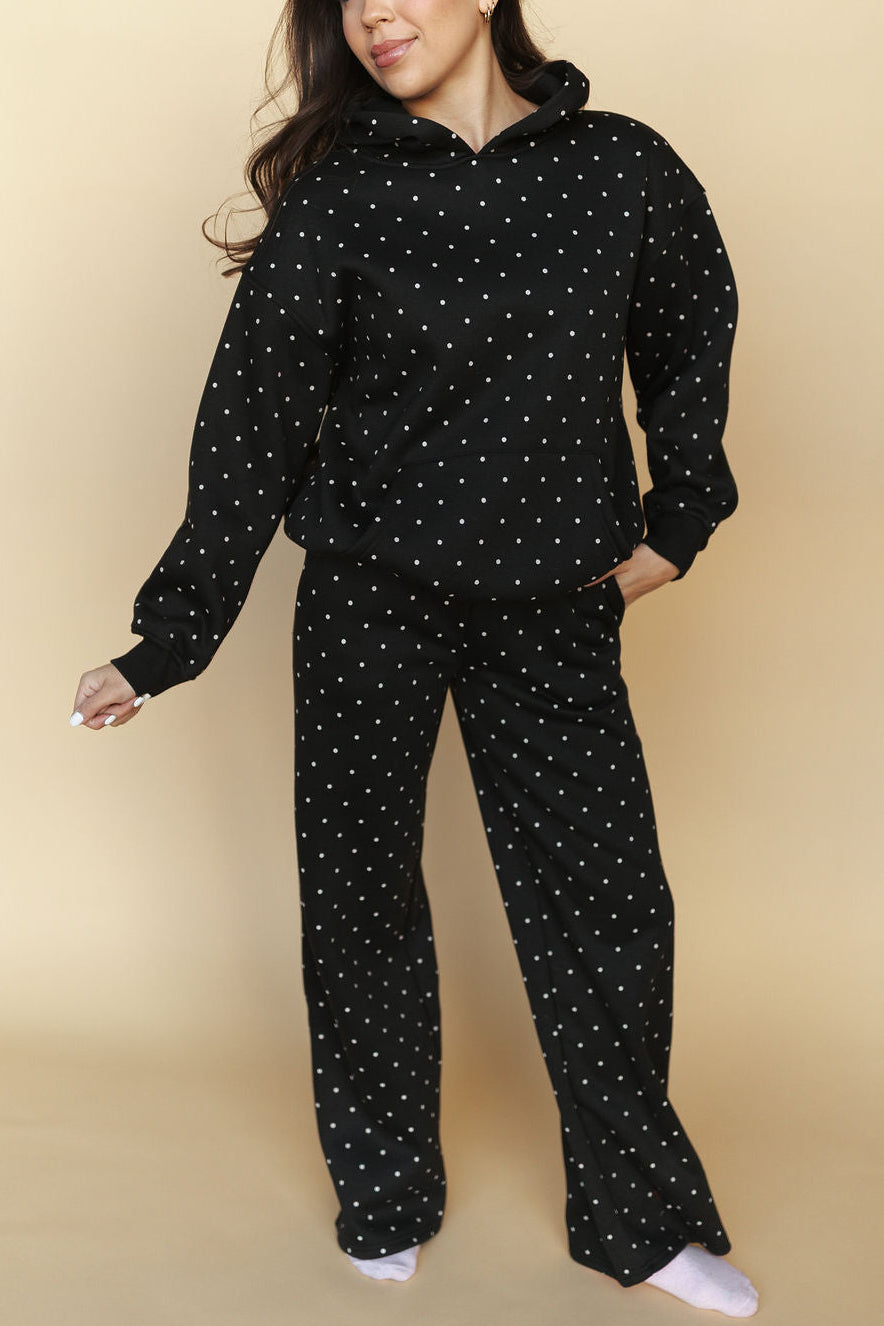 FINAL SALE - Spot On Polka Dot Hoodie in Black