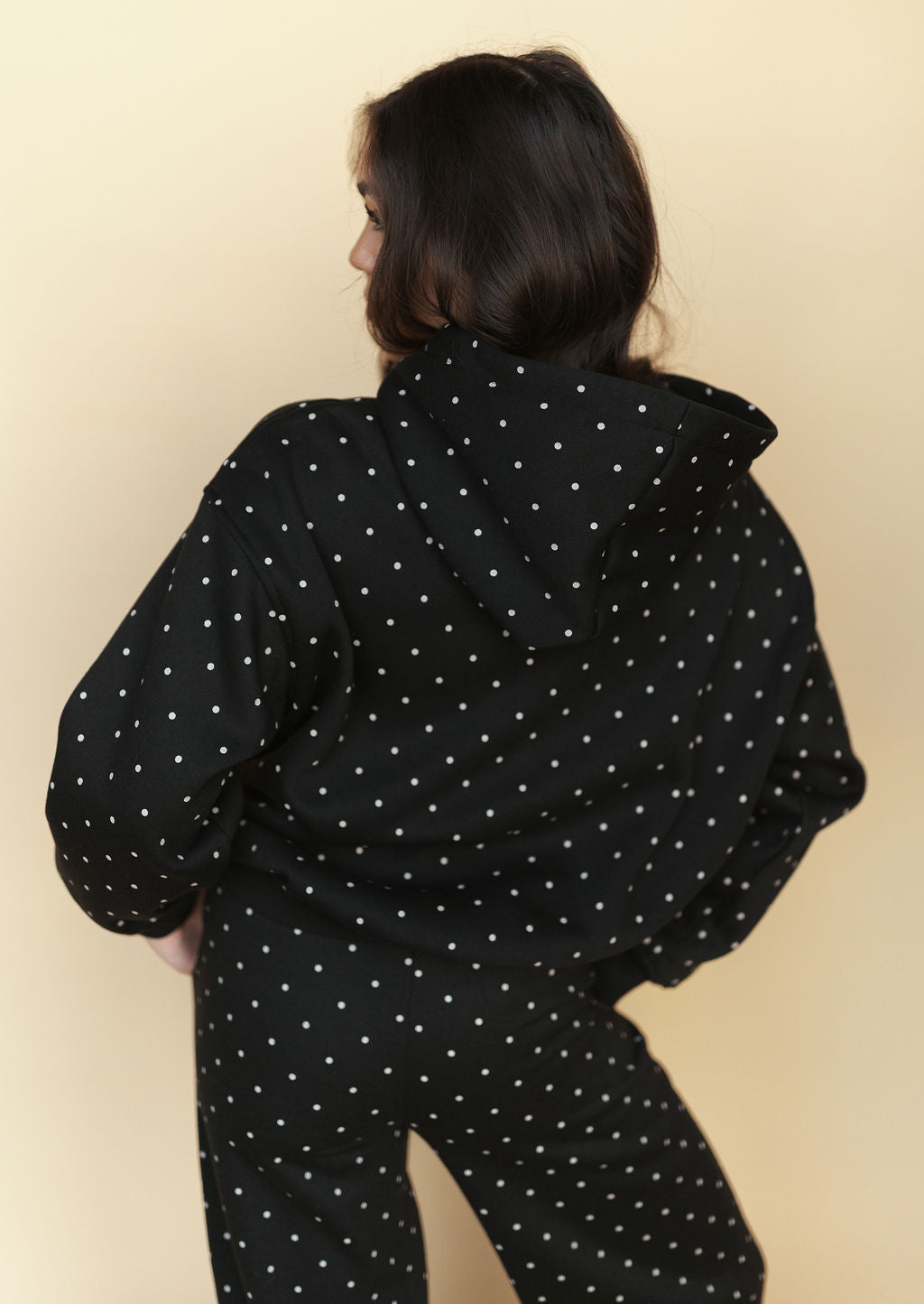 FINAL SALE - Spot On Polka Dot Hoodie in Black