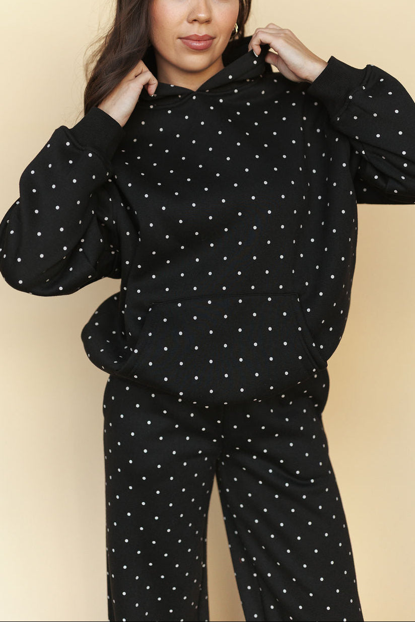 FINAL SALE - Spot On Polka Dot Hoodie in Black
