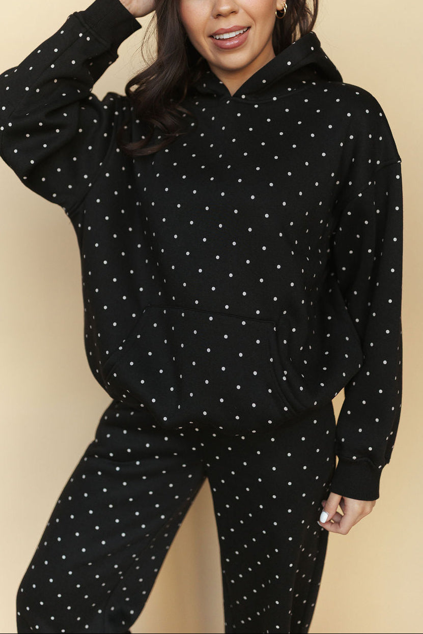FINAL SALE - Spot On Polka Dot Hoodie in Black