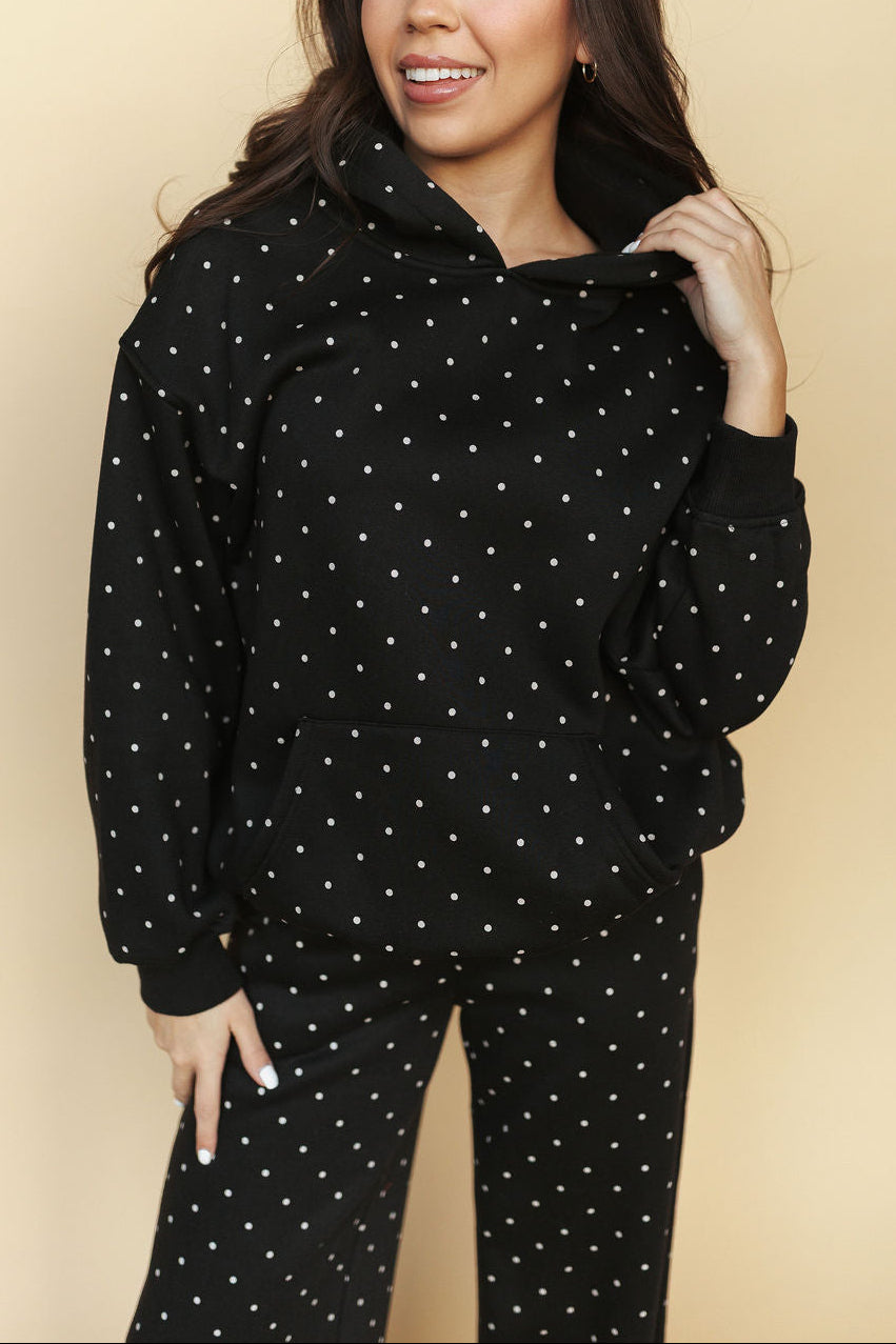 FINAL SALE - Spot On Polka Dot Hoodie in Black