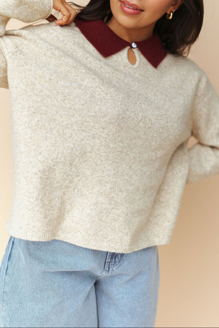 Colbie Polo Sweater in Latte