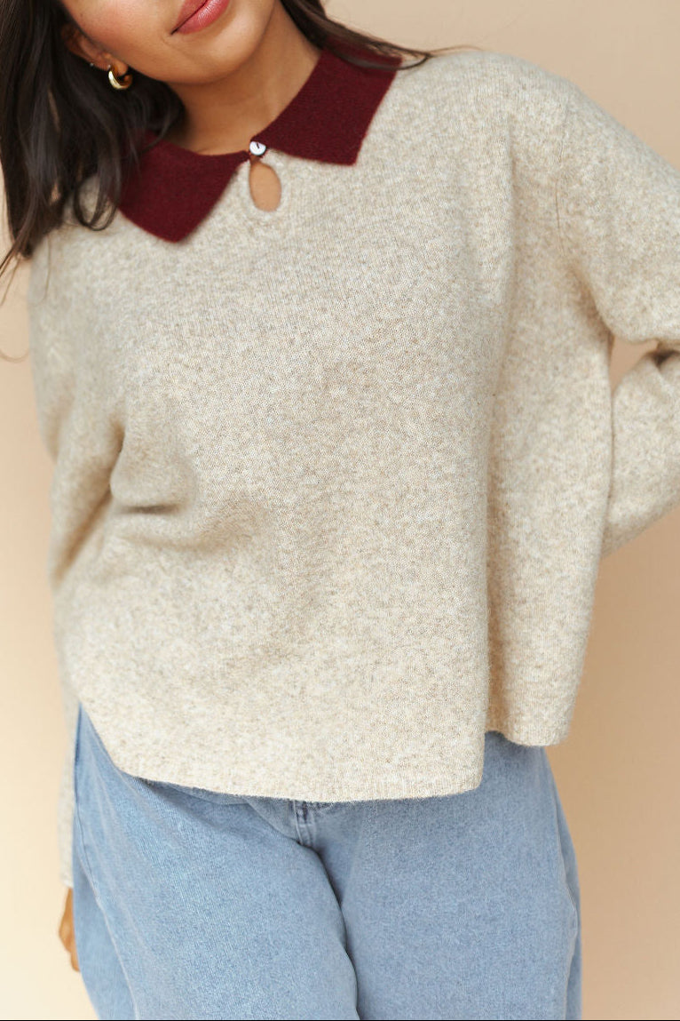Colbie Polo Sweater in Latte