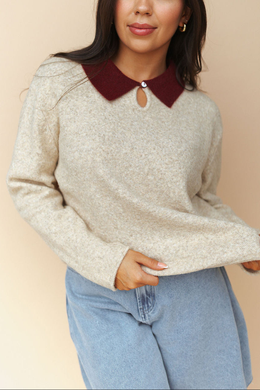 Colbie Polo Sweater in Latte