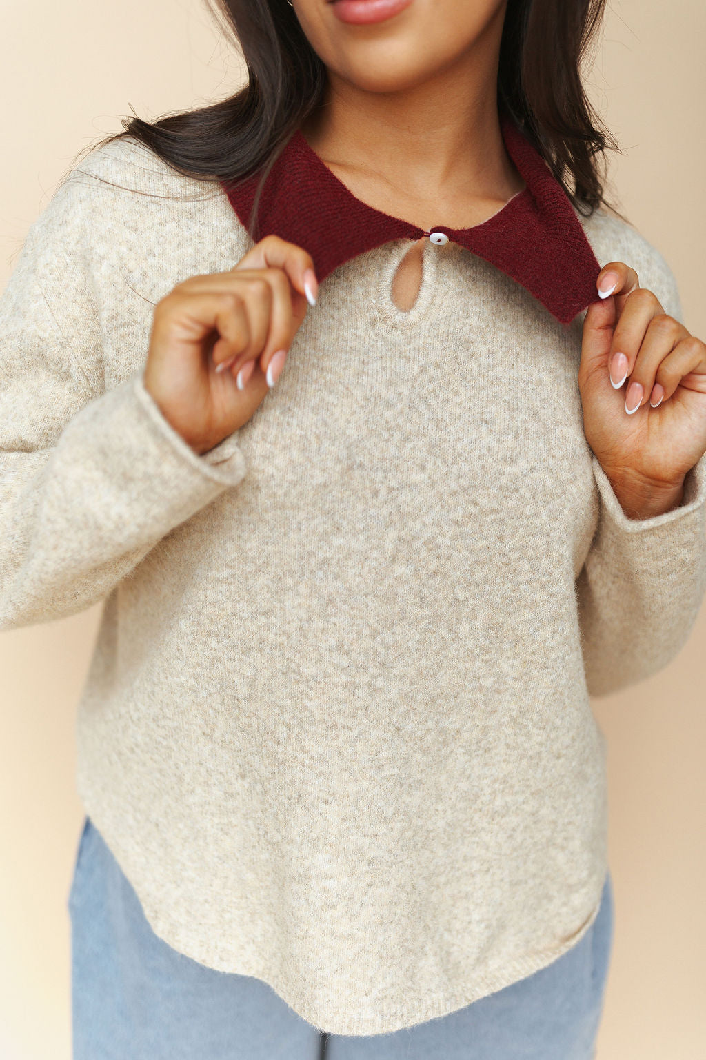Colbie Polo Sweater in Latte