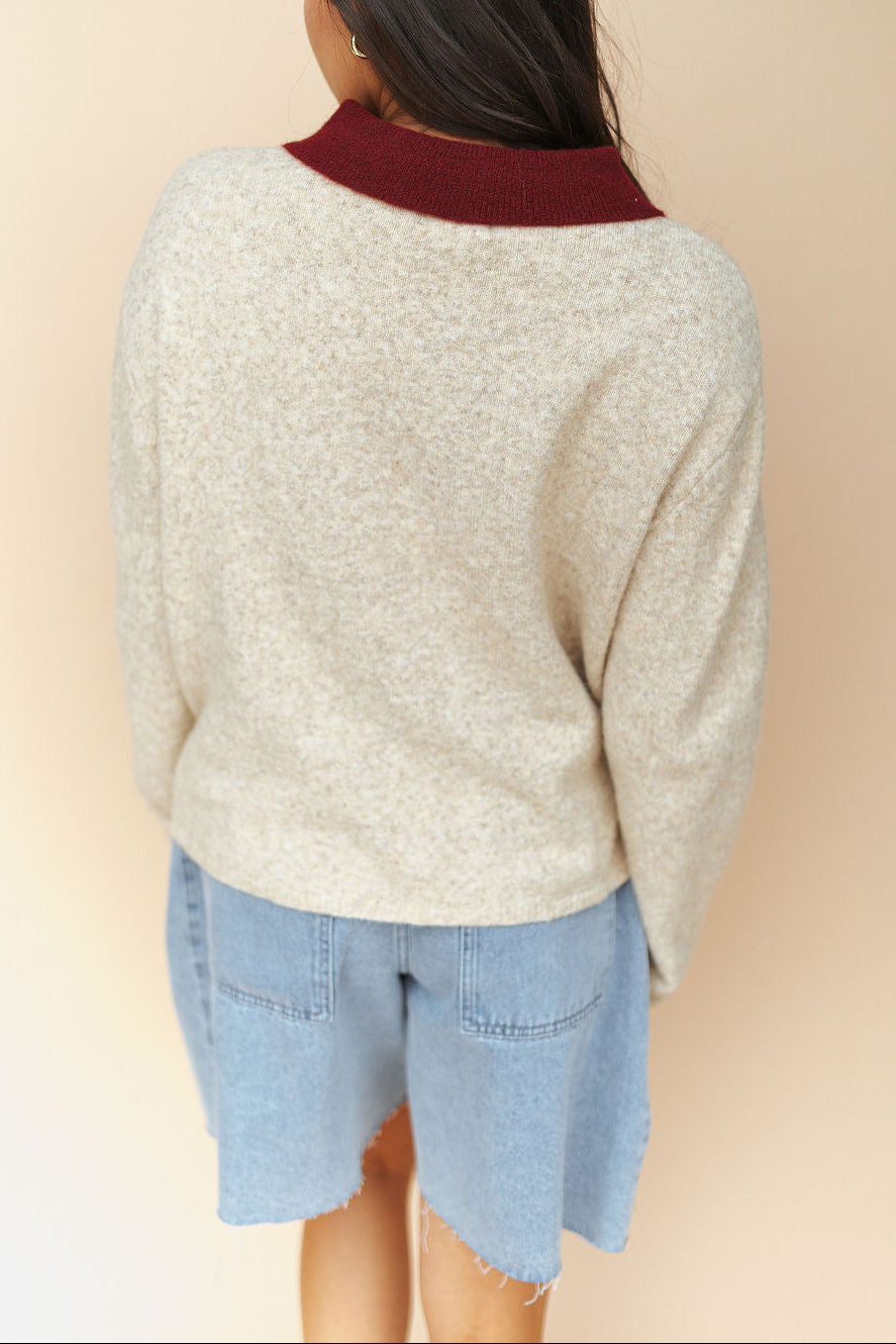 Colbie Polo Sweater in Latte