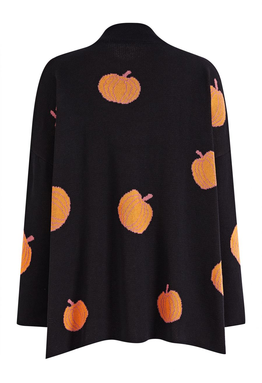 Pumpkin Jacquard Mock Neck Oversized Knit Sweater