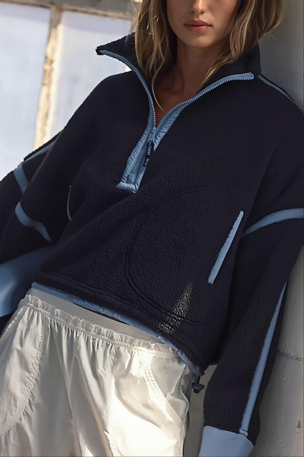 Colorblock Fleece Half Zip Sweatshirt