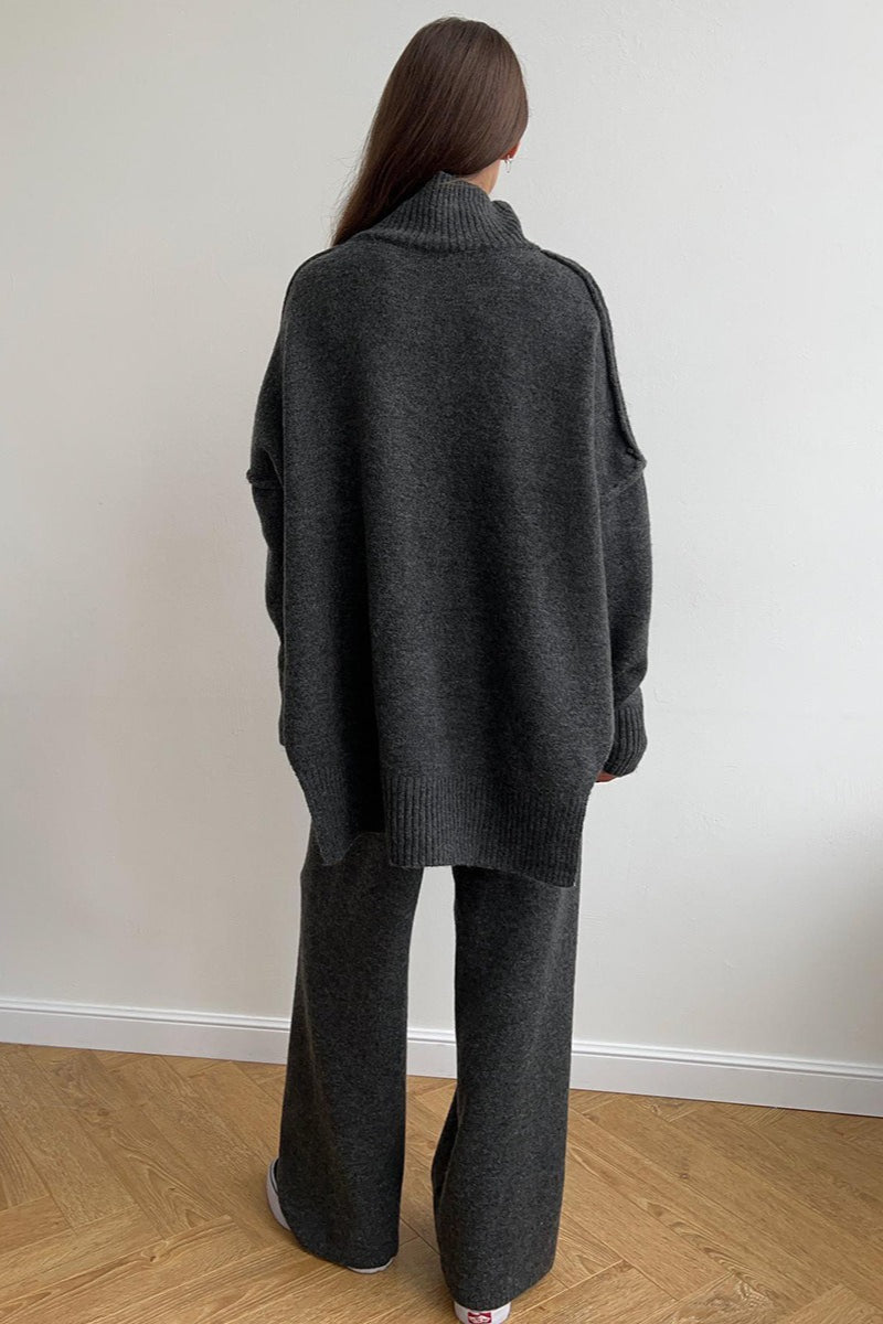 Oversized Turtleneck Sweater Wide Leg Pants Set