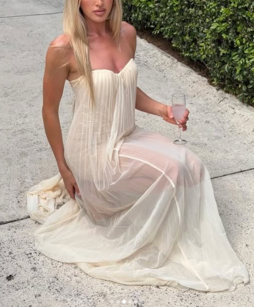 White Pleated One-Shoulder Maxi Dress