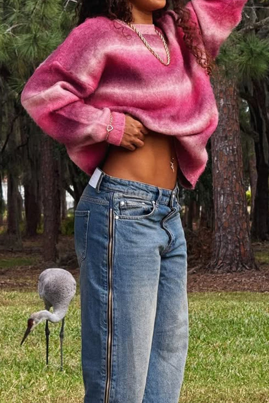 Ombre Crew Neck Relaxed Sweater