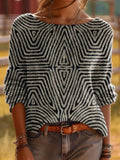 Women's Ethnic Art Graphic Print Comfortable Crew Neck Sweater