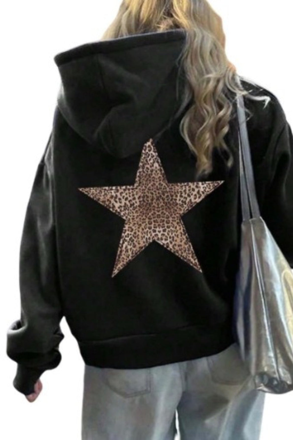 Star Print Loose Fit Pullover Hoodie
