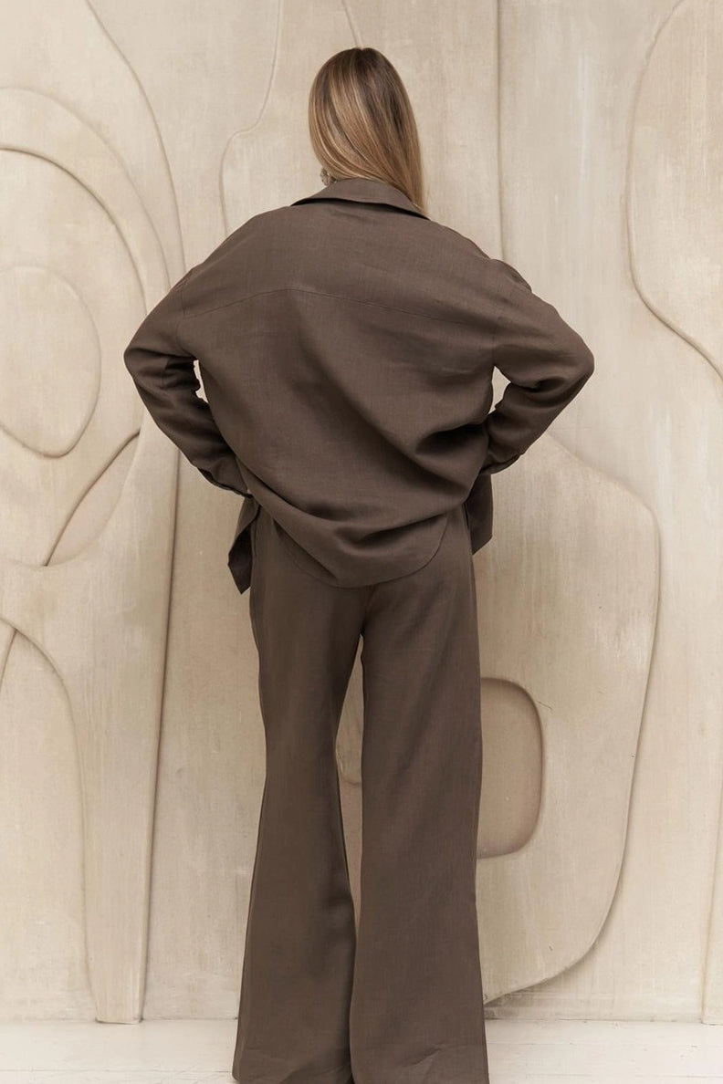 Cotton Shirt Flared Pants Set