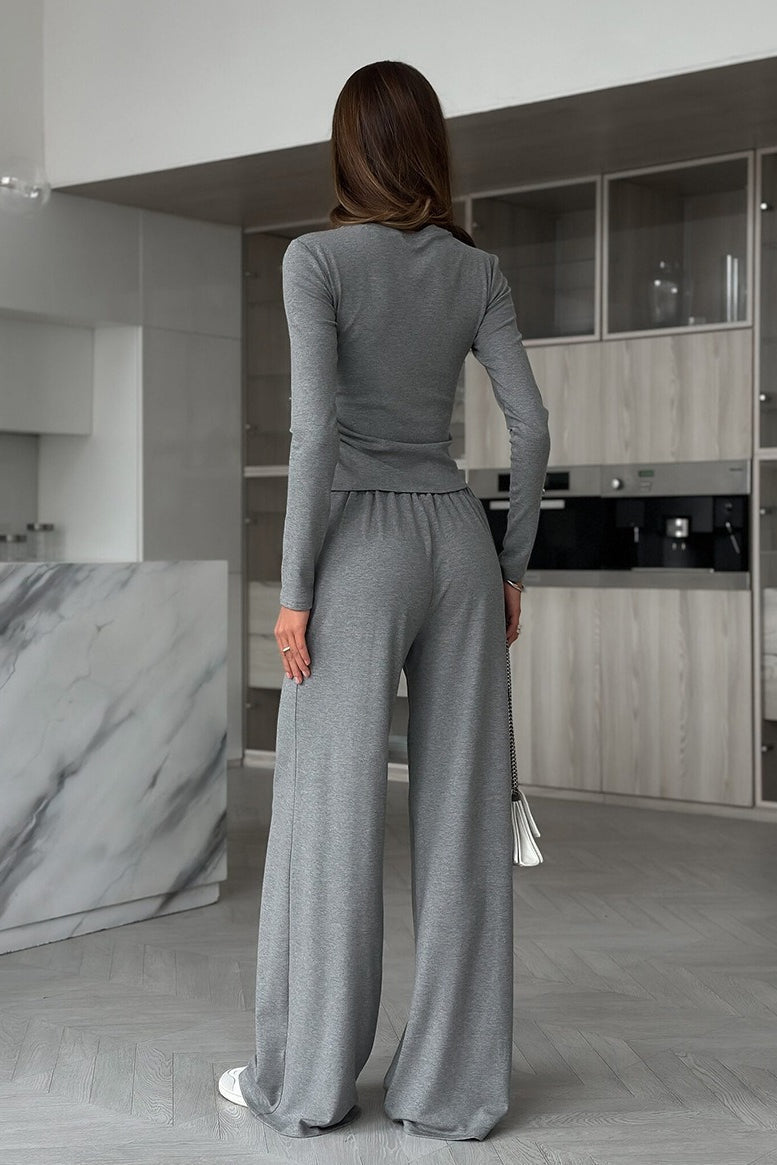 Layered Lounge Top Straight Pants Set