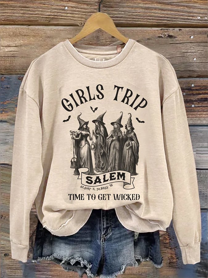 Women's Vintage Halloween Witch Party Sweatshirt