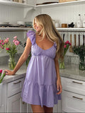 Frill ruched dress