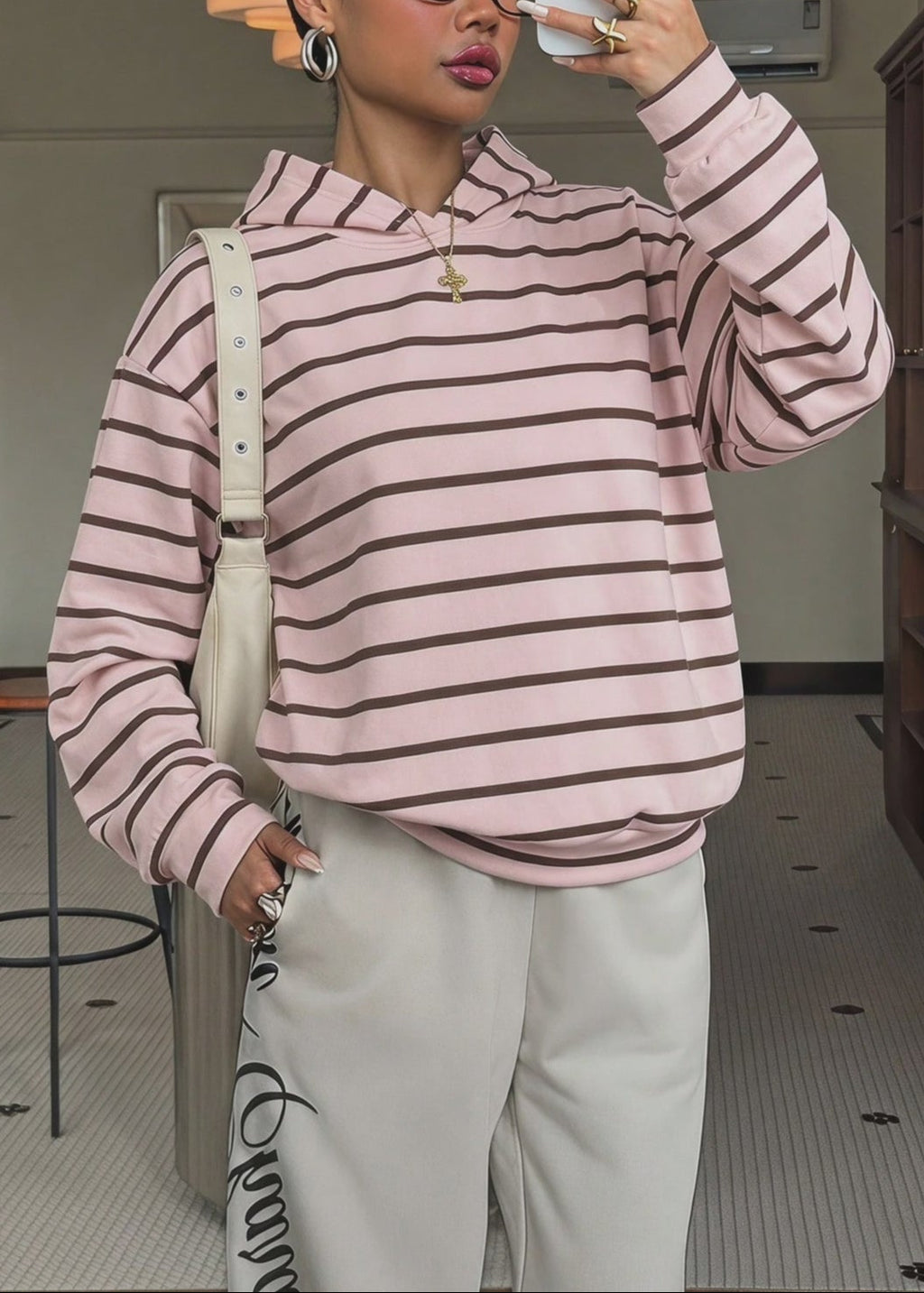 Striped Colorblock Pullover Hoodie