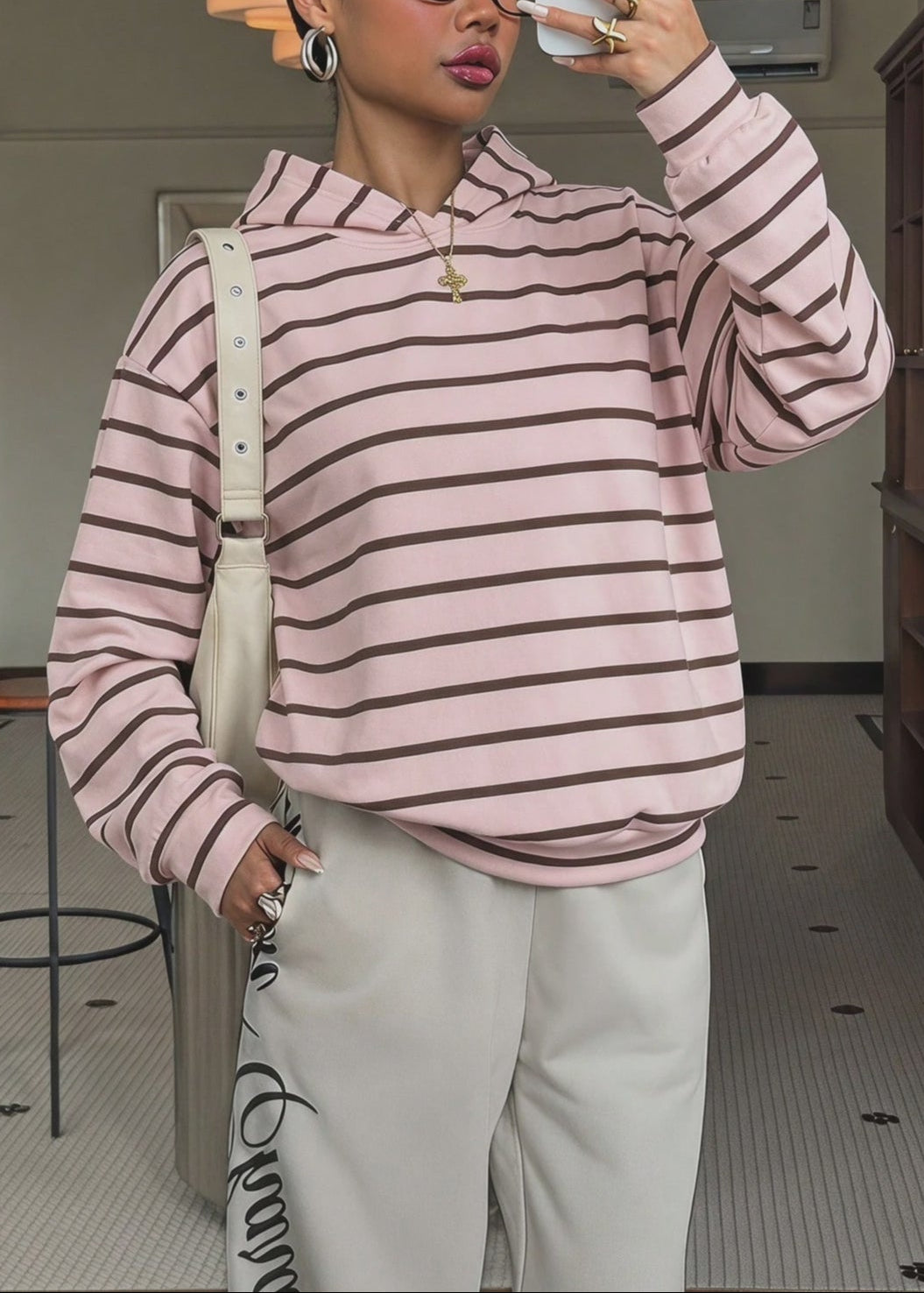 Striped Colorblock Pullover Hoodie