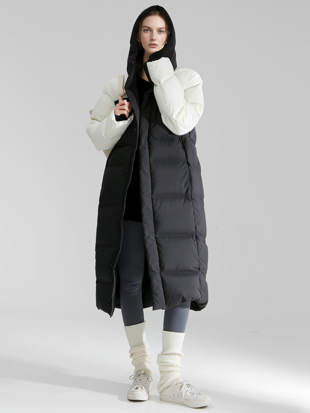 Macaron Color Long Down Coat for Women – Warm Lightweight Goose Down Puffer Jacket, Outdoor Winter Outerwear