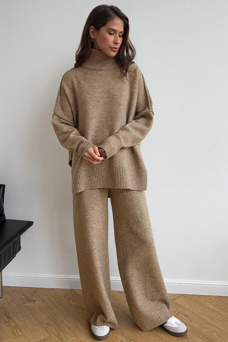 Oversized Turtleneck Sweater Wide Leg Pants Set