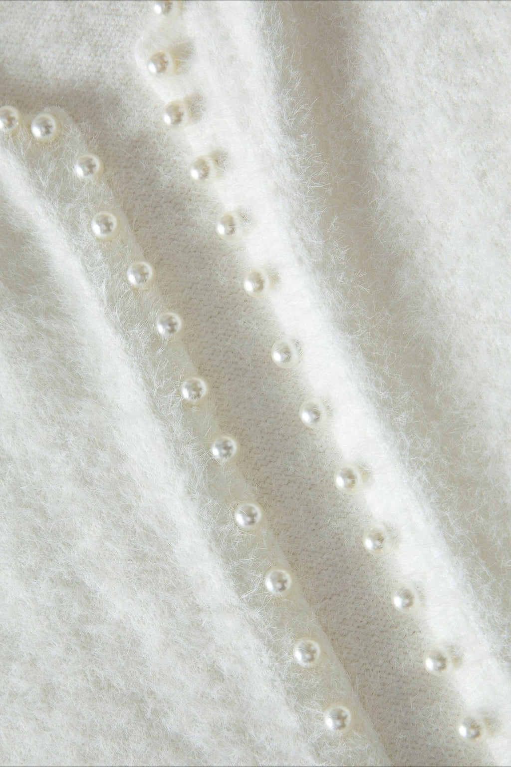 Elegant Pearl V-Neck Knit Sweate