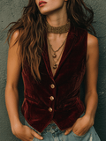 Vintage Burgundy Velvet Vest