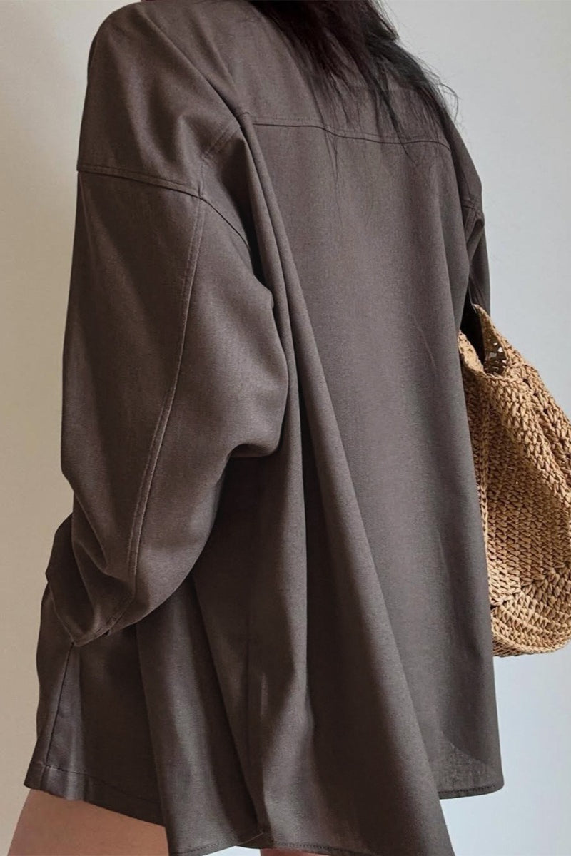 Relaxed Button Shirt Shorts Set