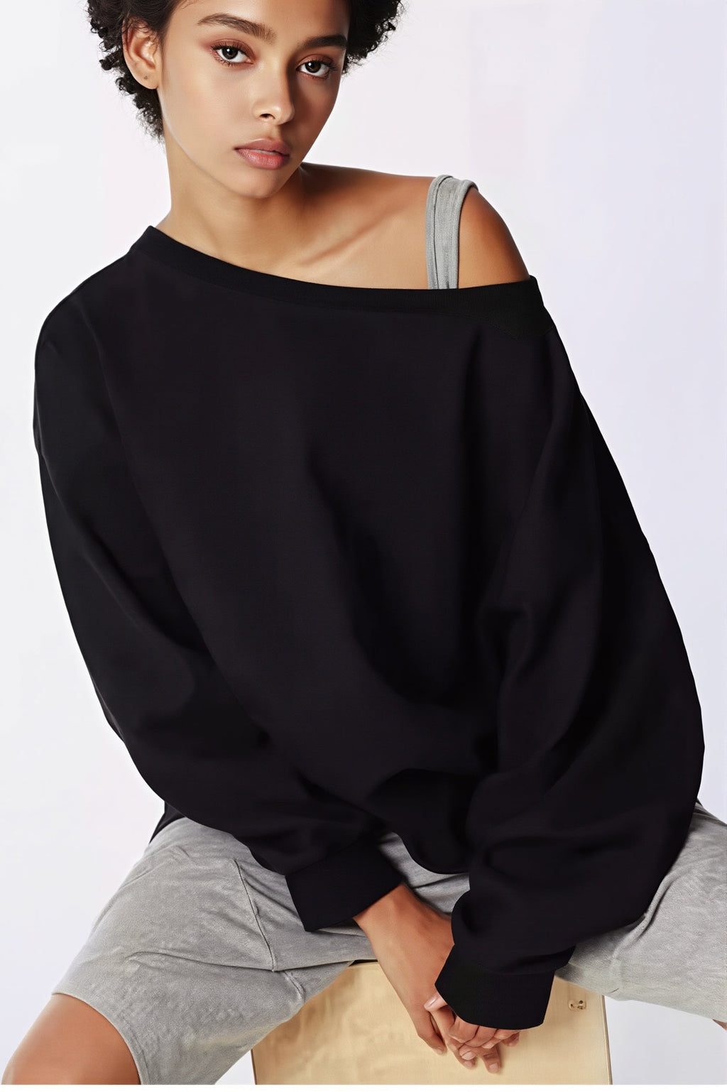 Off Shoulder Oversized Pullover Sweatshirt