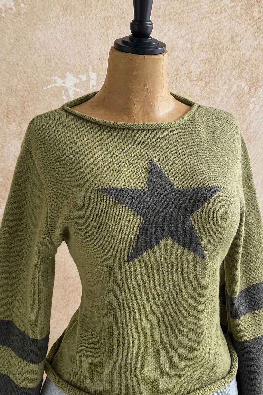Star Graphic Bell Sleeve Boat Neck Sweater