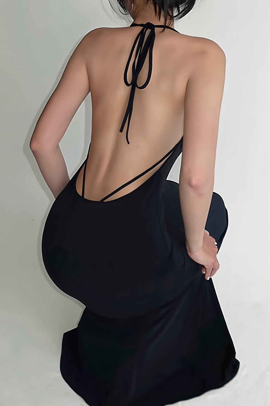 Open Back Overlay Sleeve Bodycon Maxi Dress