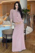 Elbow Sleeve Knit Top Maxi Skirt Set