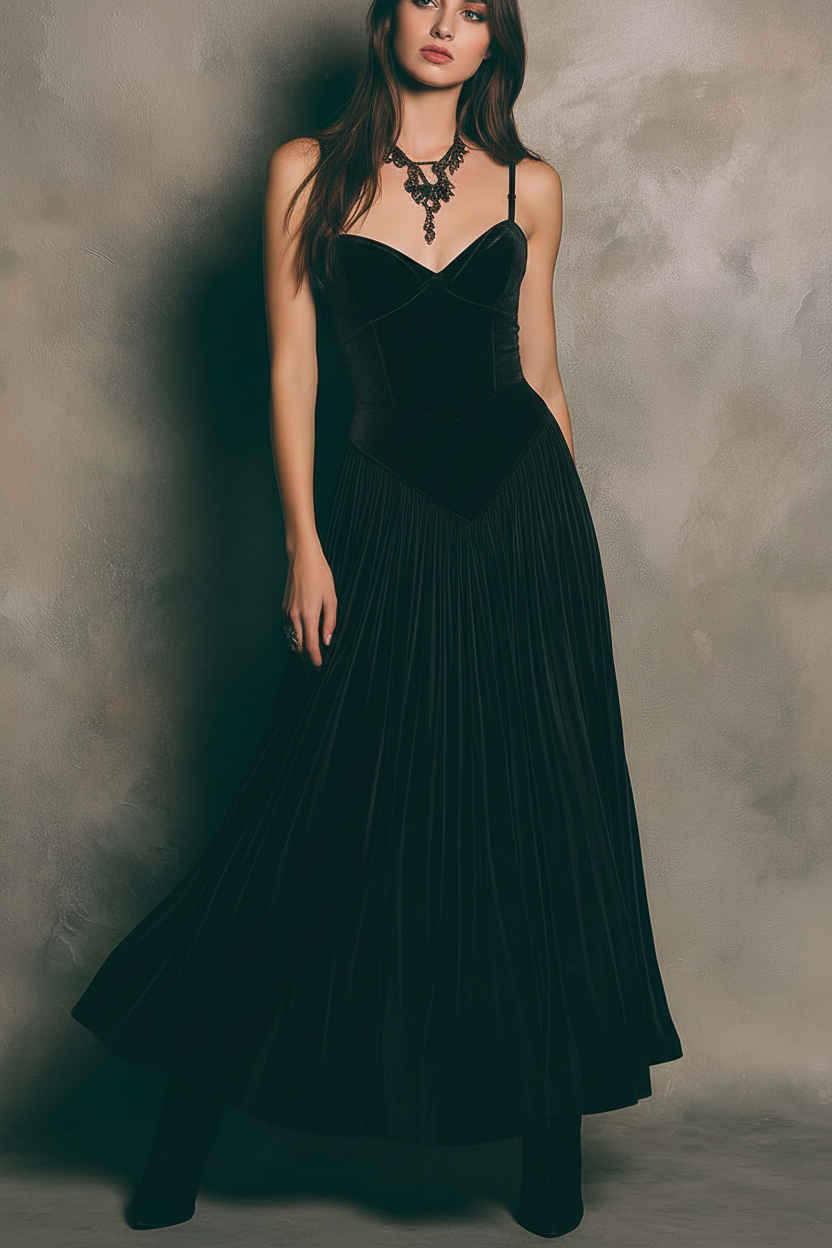 Spaghetti Strap Vintage Caramel Swan Maxi Dress