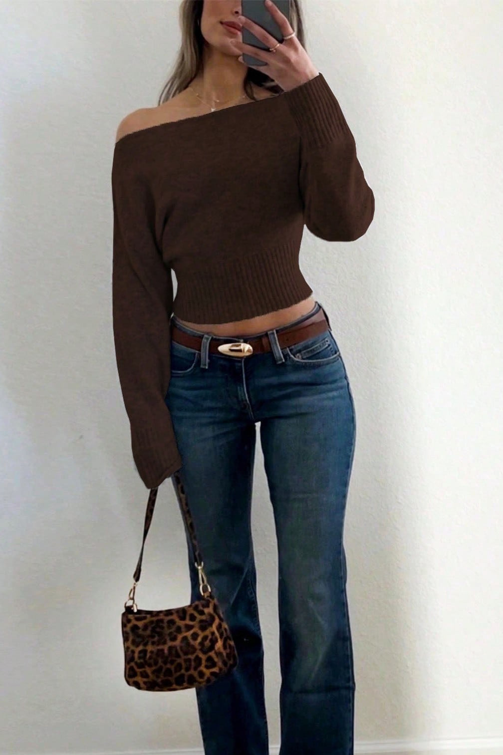 Off Shoulder Cropped Sweater