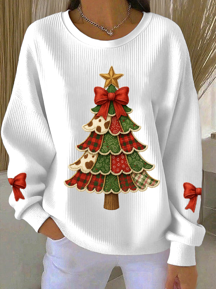 Women's Vintage Christmas Tree Print Sweatshirt